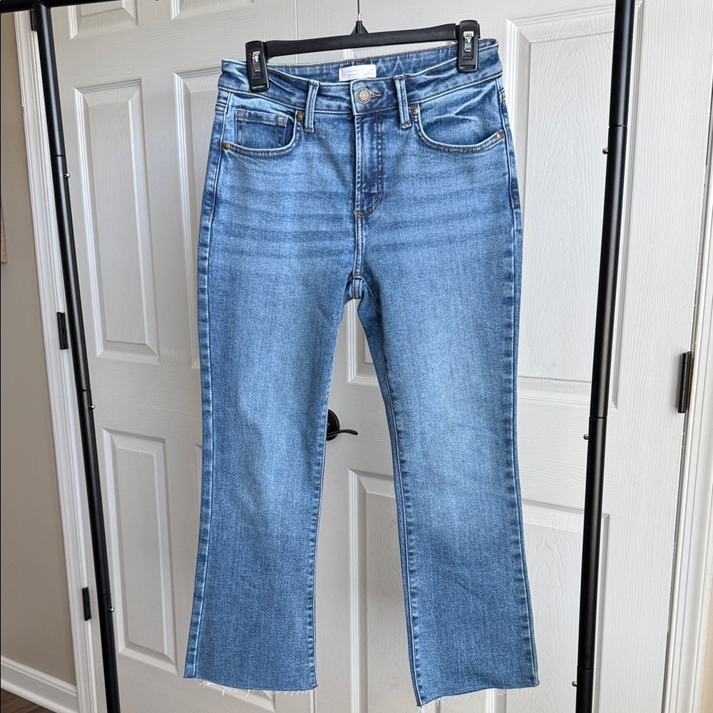LC Lauren Conrad High Rise Cropped Kick Flare Light Wash Flare Jeans